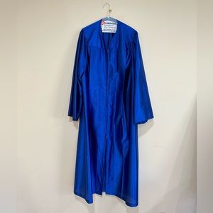 Unisex graduation blue cap and gown.